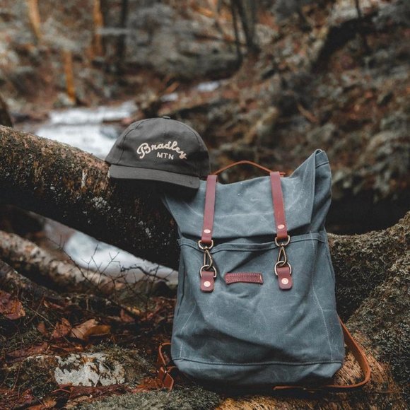 “The Scout” Backpack by Bradley Mountain waxed canvas and leather hiking pack - Picture 4 of 16